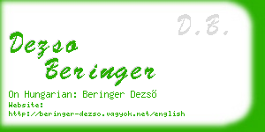 dezso beringer business card